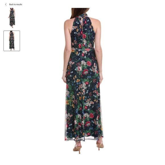 Anne Klein  Printed Mesh Asymmetrical Ruffle Hem Maxi Dress - Picture 2 of 2